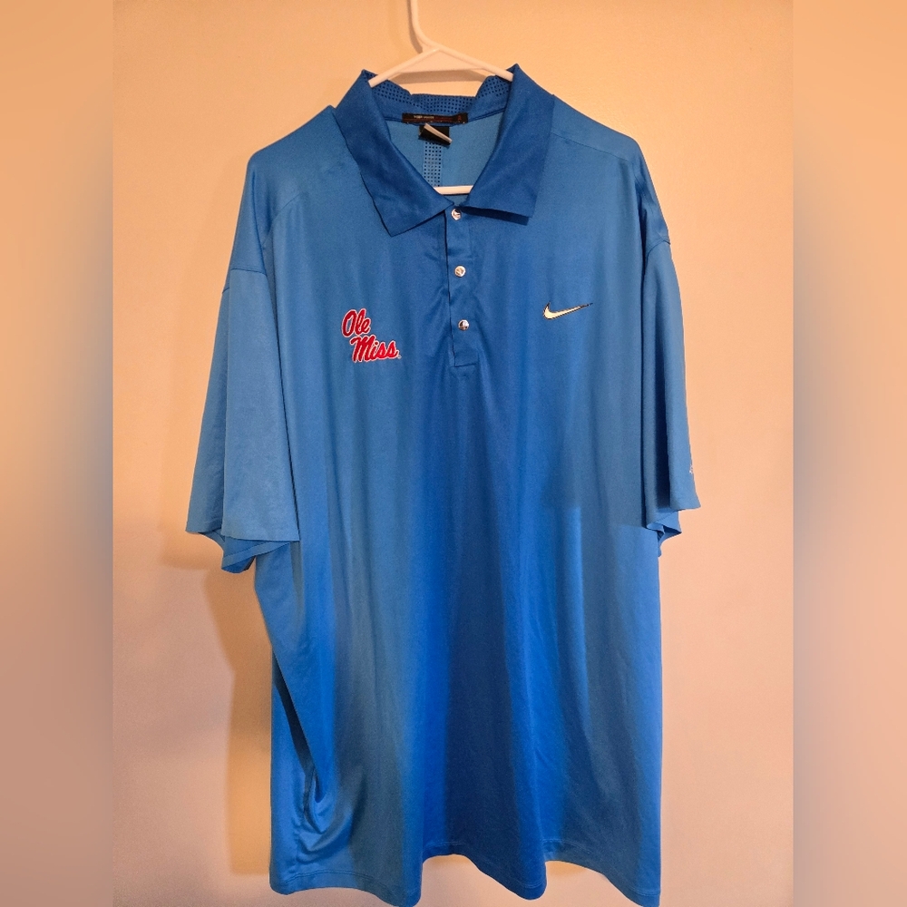 Nike Drifit Blue Ole Miss Team Gear, Men's Polo Shirt Tigerwoods Collaboration
